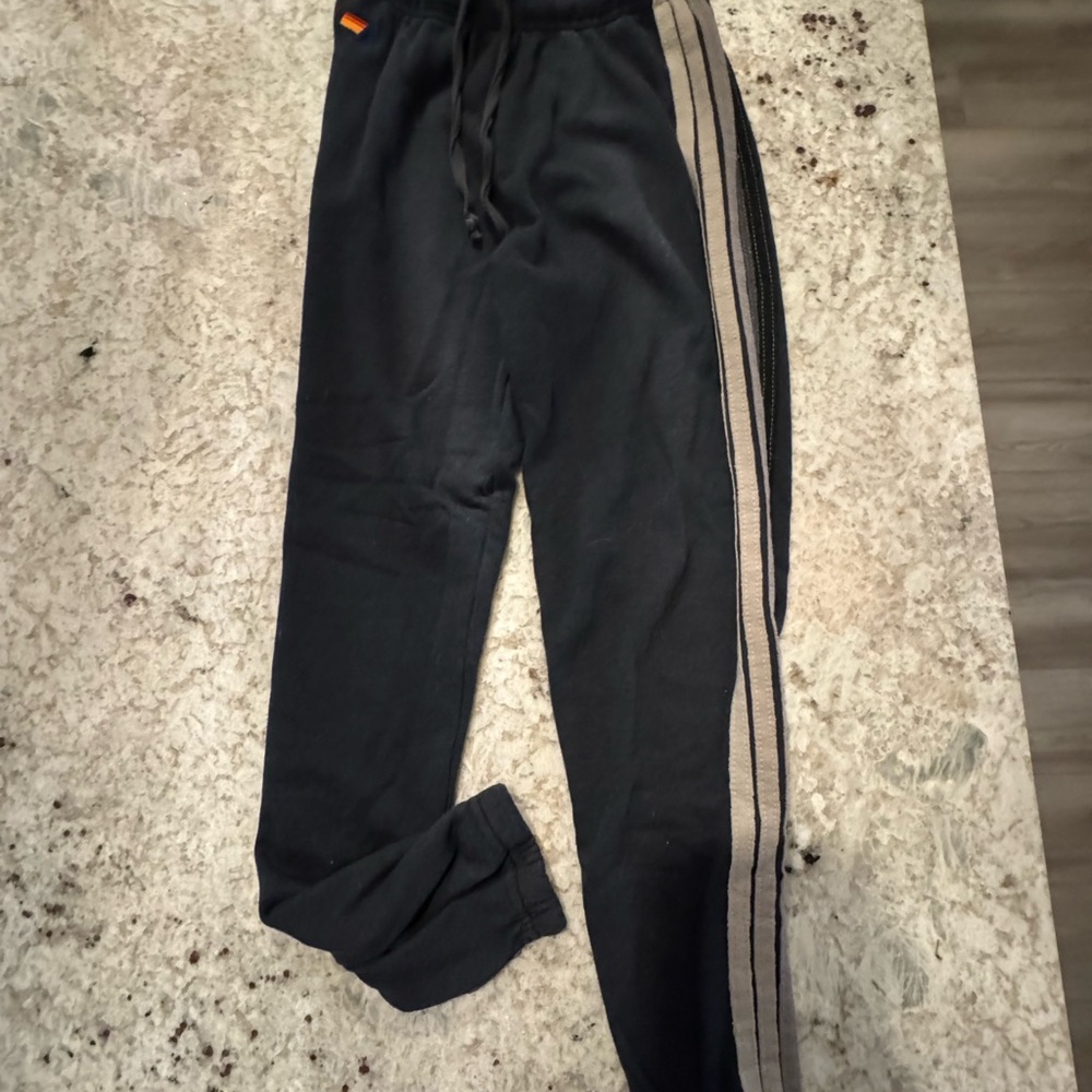 Aviator Nation 5 STRIPE SWEATPANTS - CHARCOAL // GREY